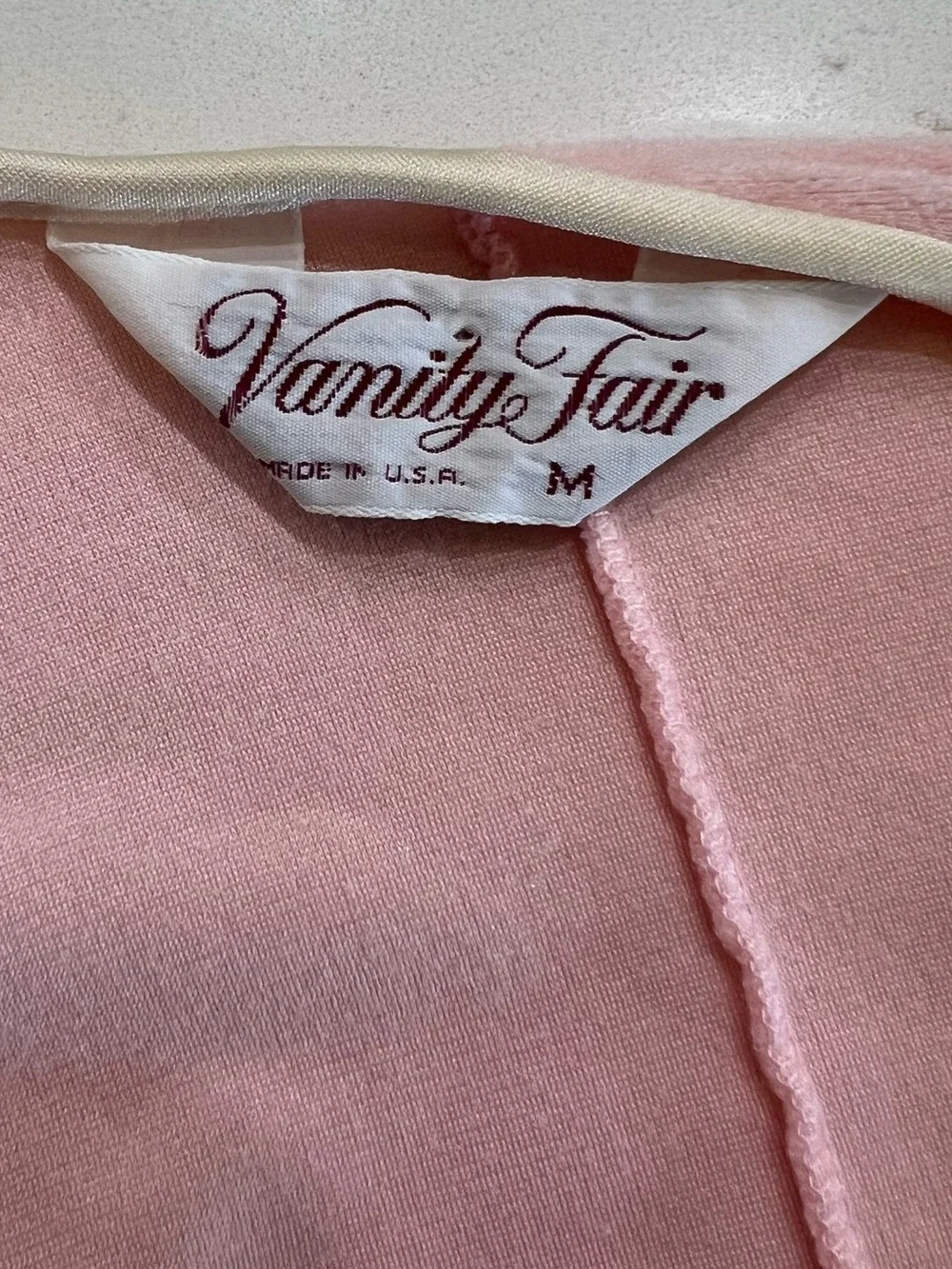 Vanity Fair Vintage 80s Hostess Lounge Dress Robe Pink Zip Front Pockets Medium
